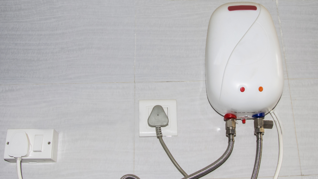 white oil boiler water heater on wall
